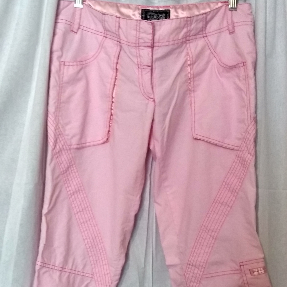 Miss Me Jean Pant Baby Pink Contrast Stitch Satin Pocket Sz M